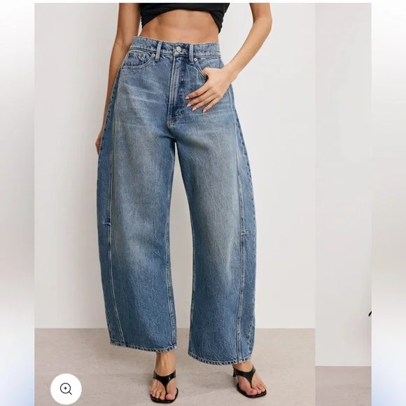 $179 Good American Good Extreme Barrel Relaxed Jeans NWT - Picture 4 of 12